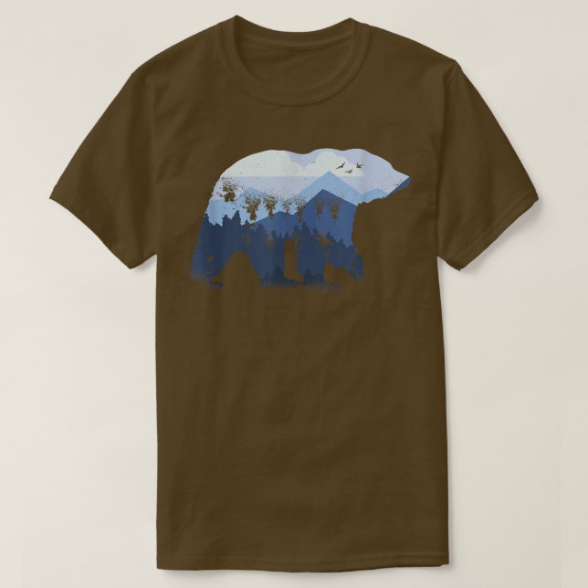 T-shirt Ours Outline Mountain Range Fan Forêt d'Amoureux A (Design devant)