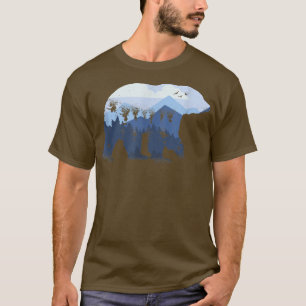 T-shirt Ours Outline Mountain Range Fan Forêt d'Amoureux A