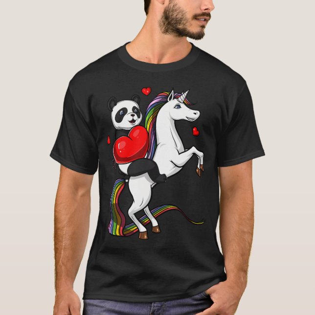 T-shirt Ours Panda à Cheval sur Licorne (Devant)