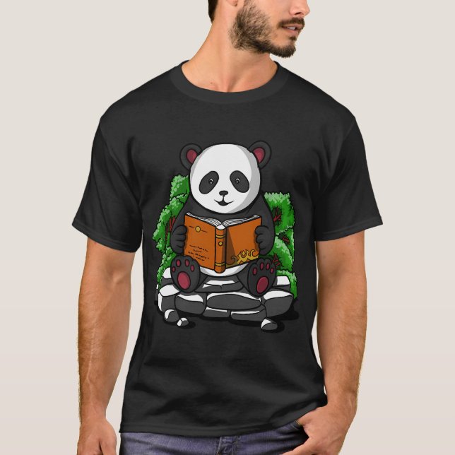 T-shirt Ours Panda Lisant un Livre (Devant)