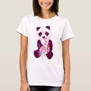 T-shirt Ours panda rose de ruban