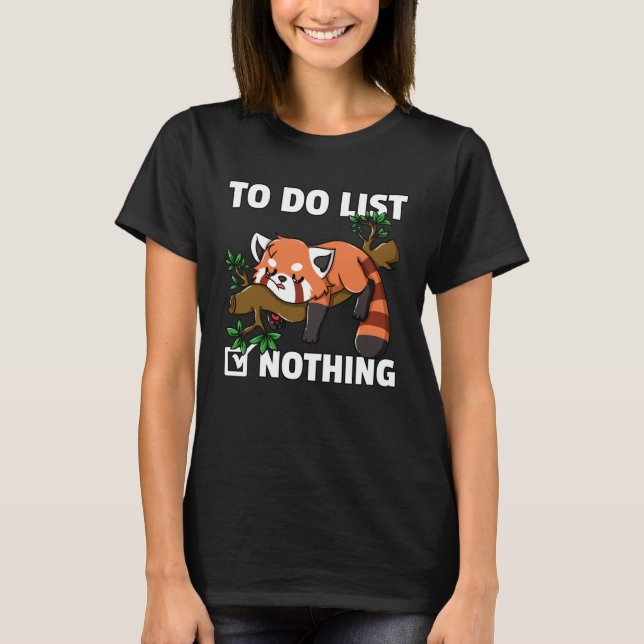 T-shirt Ours Panda Rouge Cute Lazy Oear Chat Petit (Devant)