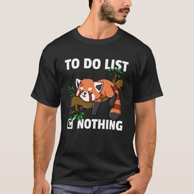 T-shirt Ours Panda Rouge Cute Lazy Oear Chat Petit (Devant)