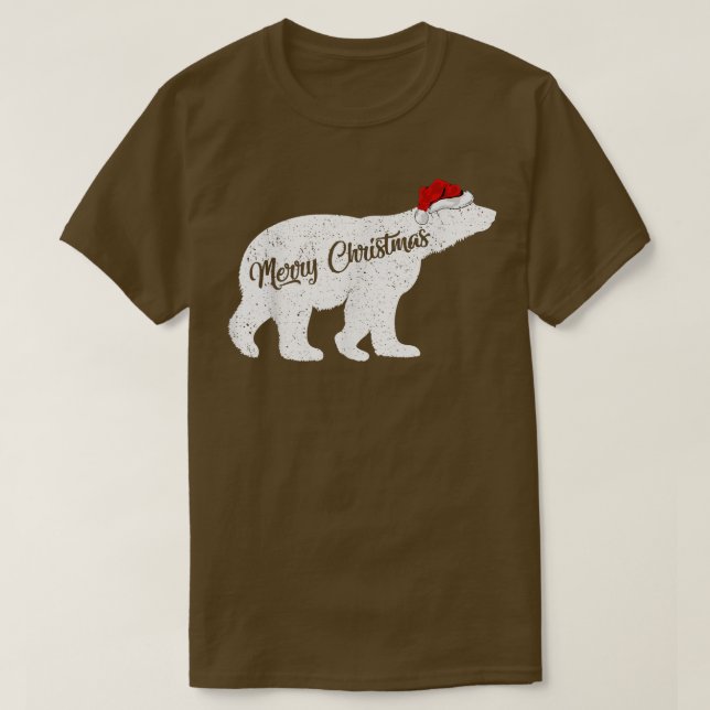 T-shirt Ours polaire Amoureux des animaux Xmas Santa Hat O (Design devant)