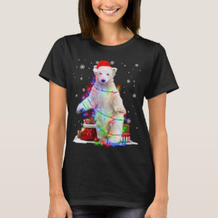 T-shirt Ours polaire amusant Lumières de Noël des arbres N
