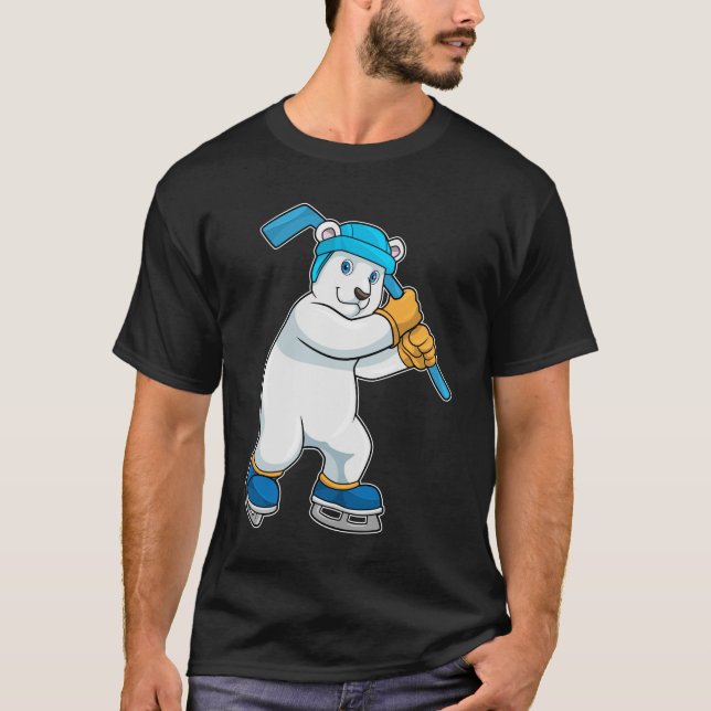 T-shirt Ours polaire au hockey sur glace avec bâton (Devant)