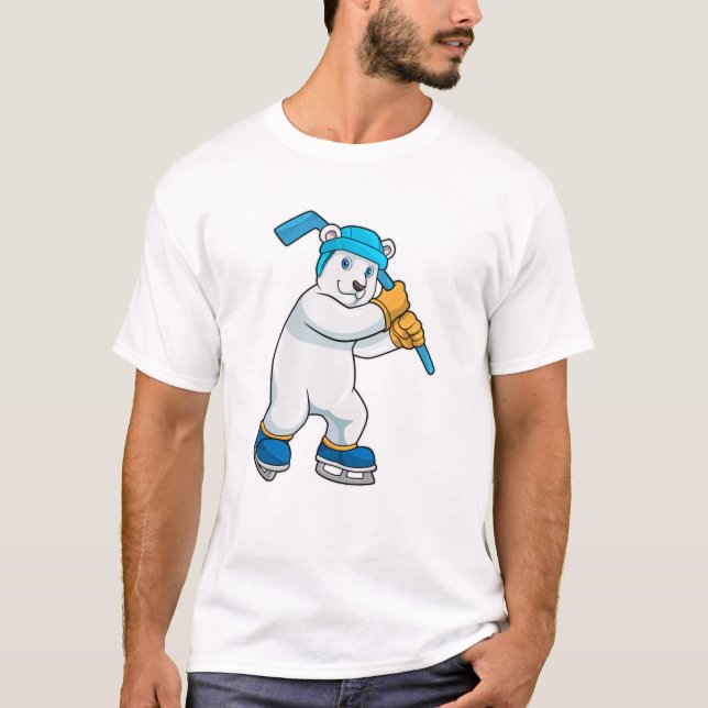 T-shirt Ours polaire au hockey sur glace avec bâton de hoc (Devant)