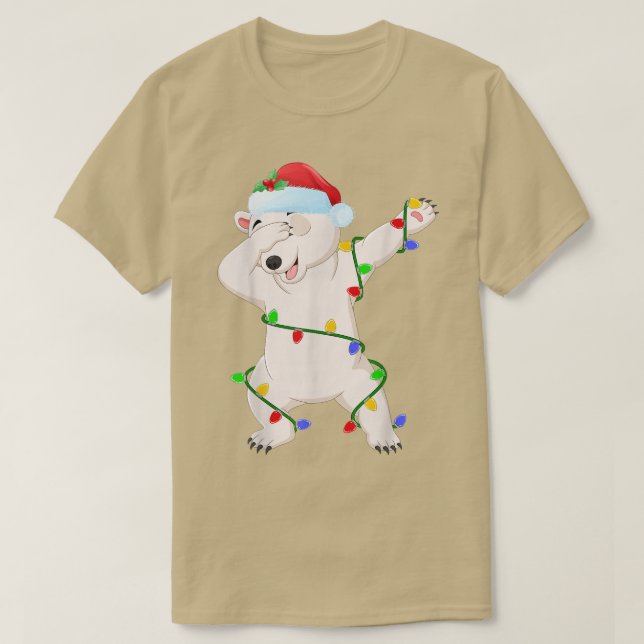T-shirt Ours Polaire Dabbing Xmas Lumières Funky Ours Pola (Design devant)