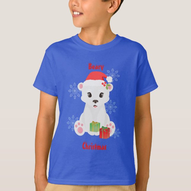 T-shirt Ours polaire de Noël avec cadeaux (Devant)
