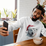 T-shirt Ours polaire de Noël, personnalisable<br><div class="desc">aquarelle d'un ours polaire avec un casquette d'hiver rouge en style noël</div>