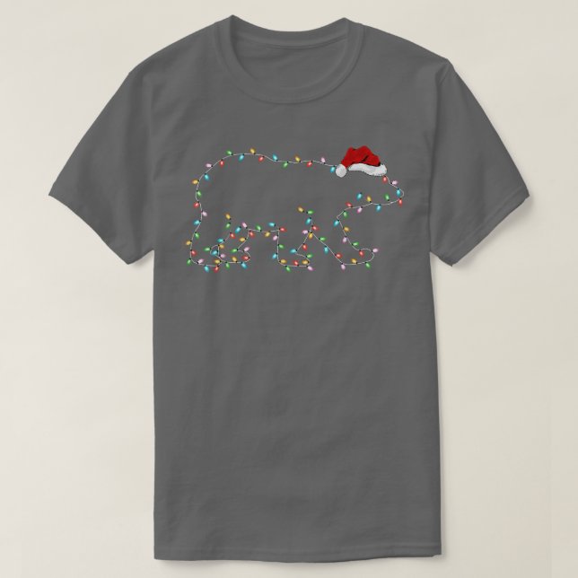 T-shirt Ours polaire Éclairage Noël Chapeau Polar Ours Chr (Design devant)