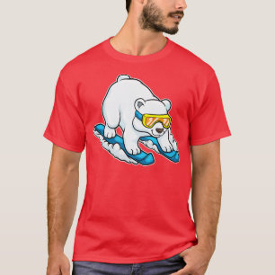 T-shirt Ours polaire en ski avec lunettes de ski