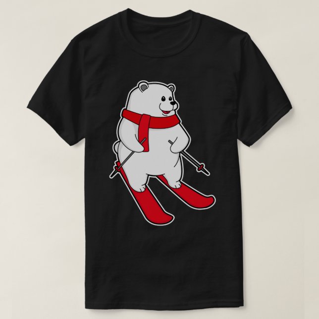 T-shirt Ours polaire en ski avec ski (Design devant)
