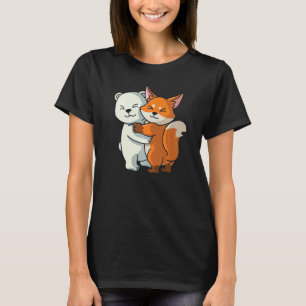 T-shirt Ours Polaire Et Fox Mignonne Animal Enlacer Femmes