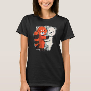 T-shirt Ours Polaire Et Panda Rouge Cute Animaux Pour Femm