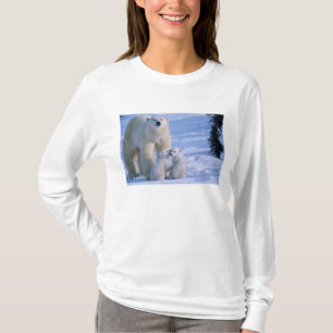 T-shirt Ours polaire femelle debout avec 2 oursons