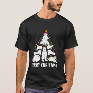 T-shirt Ours Polaire Joyeux Arbre de Noël Santa Hat Lights