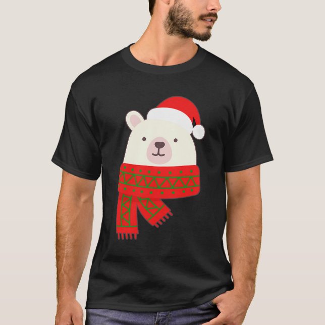 T-shirt Ours polaire mignon Noël Beary Noël Cadeau de Noël (Devant)
