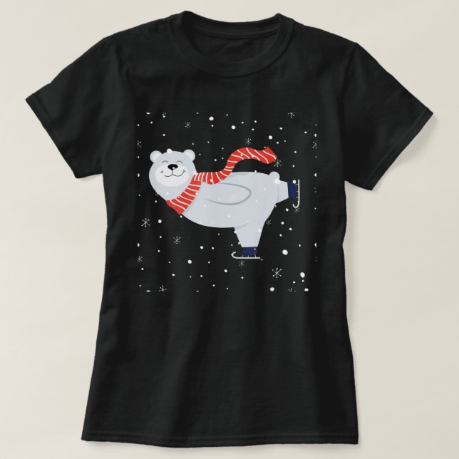 T-shirt Ours polaire Patinage sur glace Funny Noël Ours Am (Design devant)