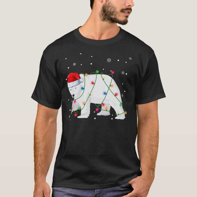 T-shirt Ours polaire père Noël Lumières Arbre de Noël Ours (Devant)