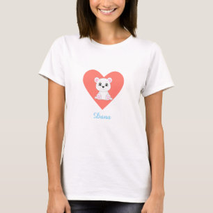 T-shirt Ours polaire sur le coeur et la calligraphie