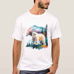 T-shirt Ours polaire Vector Art Animal Majestic Nature sau