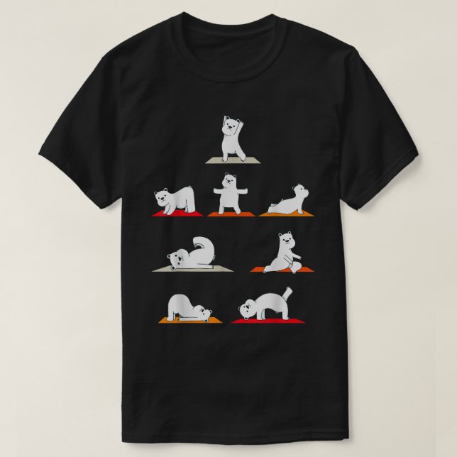 T-shirt Ours Polaire Yoga Poses Rouler Ours Polaires Médit (Design devant)