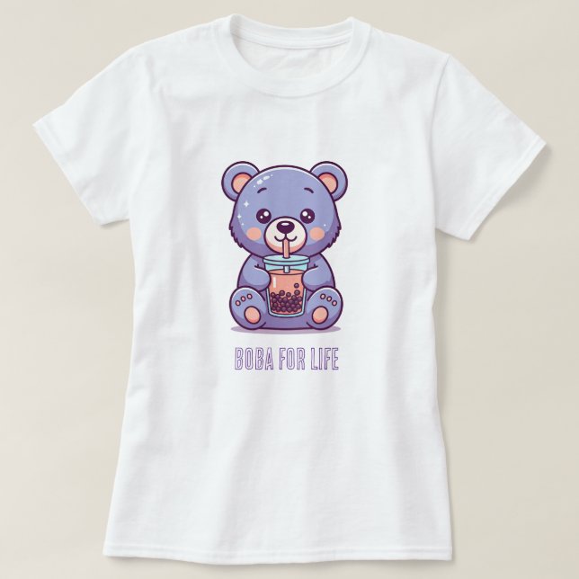 T-shirt Ours pourpre buvant de Boba (Design devant)