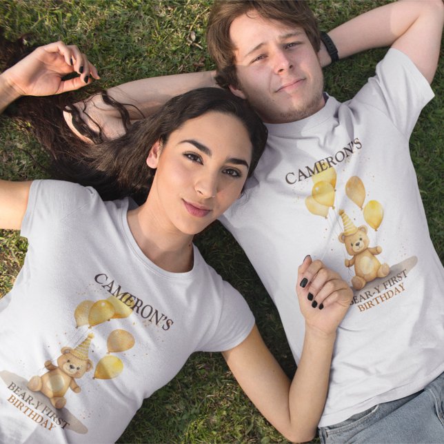 T-shirt Ours Premier anniversaire Sexe Ours jaune neutre (Créateur téléchargé)