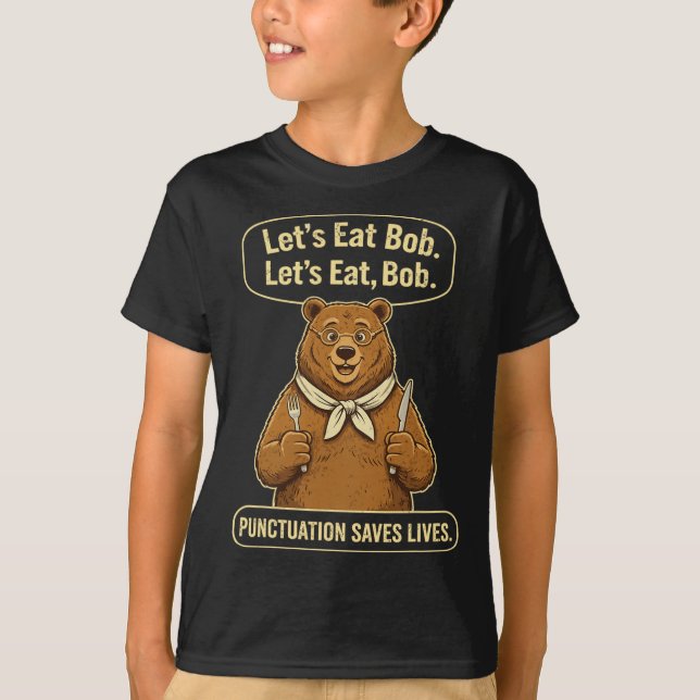 T-shirt Ours Prof D'Anglais Drôle Mangeons Grammaire  (Devant)
