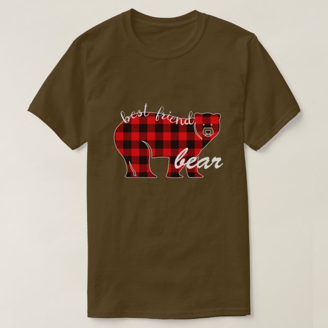 T-shirt Ours Pyjama Rouge Plaid Buffalo Famille (5) (Design devant)