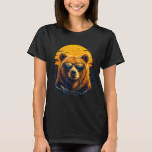 T-shirt Ours randonnée avec lunettes de soleil art de mont