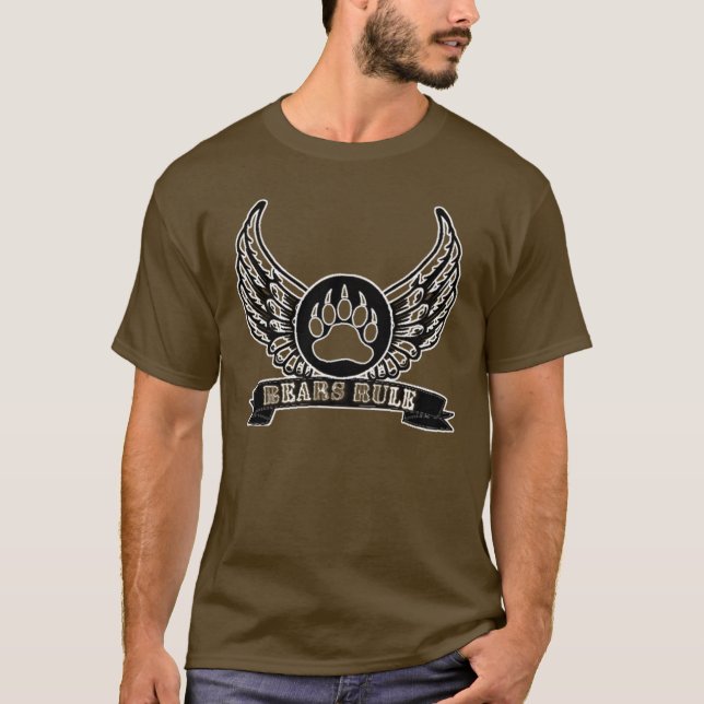 T-shirt Ours Règnent Ange Ailes Patte d'Ours (Devant)