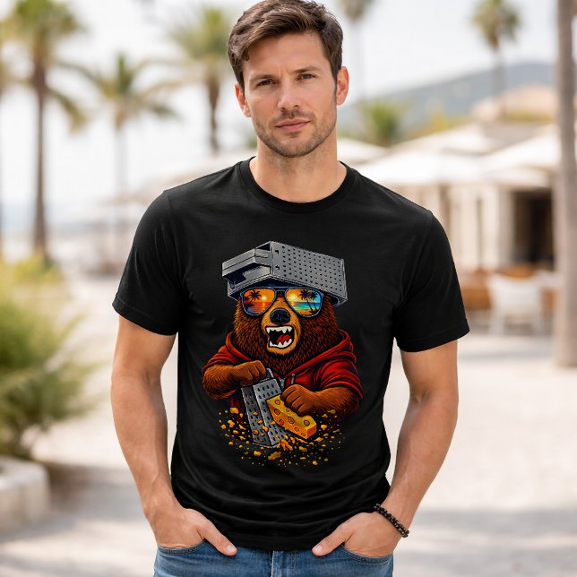 T-shirt Ours Rétro Avec Chapeau Râpe à Fromage et Lunettes (Créateur téléchargé)