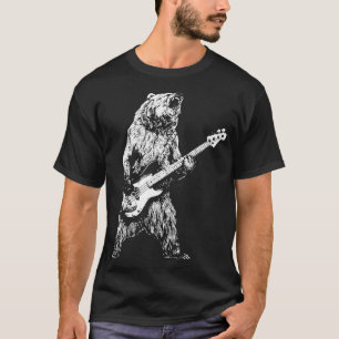 T-shirt Ours Rétro Jouer Basse Guitare Ours Guitariste Mus