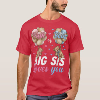 T-shirt Ours Rose Ou Bleu Gros Sis Vous Aime Genre Révéler