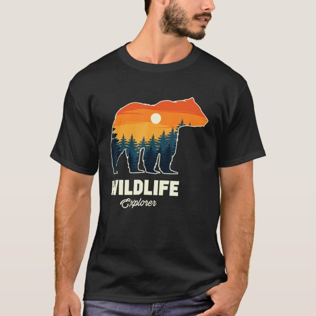 T-shirt Ours Silhouette Avec Nature Ours Arrière - plan (Devant)