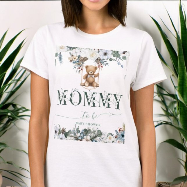 T-shirt Ours sur balançoire Vert sauge  Future maman neutr (Créateur téléchargé)