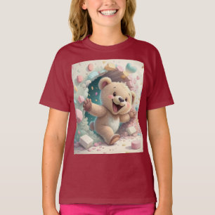 T-shirt Ours Teddy Mignonne Qui Brise À Travers Le Mur S
