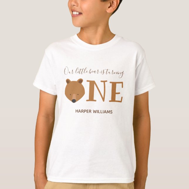 T-shirt Ours Turner un animal mignon premier anniversaire (Devant)