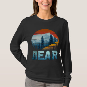 T-SHIRT OURS VINTAGE NATURE SAUVAGE FORET COUCHER DE SOLEI