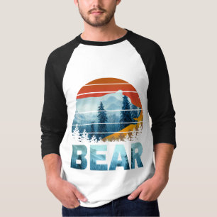 T-SHIRT OURS VINTAGE NATURE SAUVAGE FORET COUCHER DE SOLEI