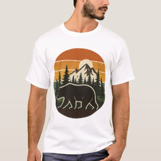 T-shirt Ours Vintage rétro dans Woods Mountains Aventure T
