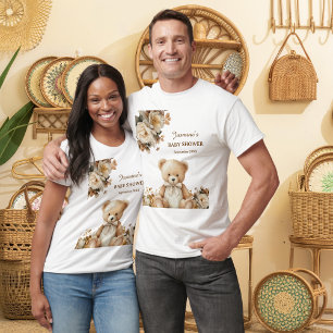 T-shirt Ourson Fleurs Rustiques Baby Shower