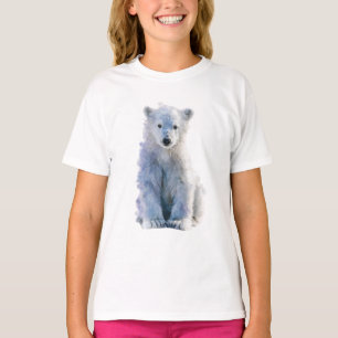 T-shirt Ourson polaire à l'aquarelle moelleuse pour enfant