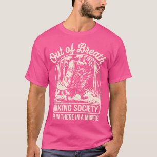 T-shirt Out Breath Randonnée Society Funny Raccoon Hiker