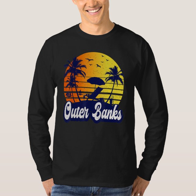 T-shirt Outer Banks Carolina Sunset Beach Retro (Devant)