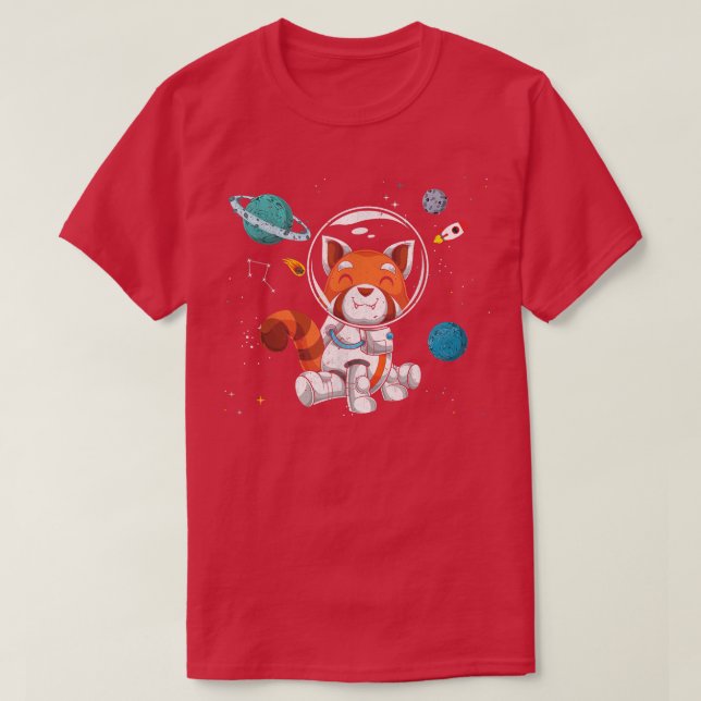 T-shirt Outer Space China Zoo Animal Science Astronaut Red (Design devant)