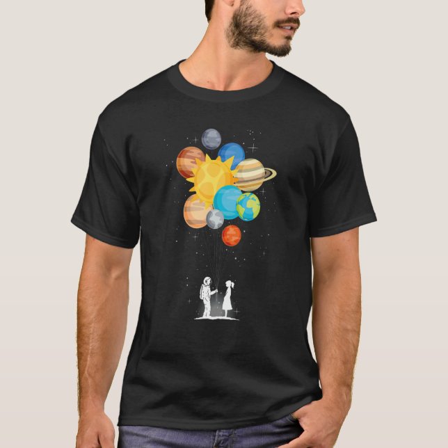 T-shirt Outer space planets love spaceman  balloon spacema (Devant)