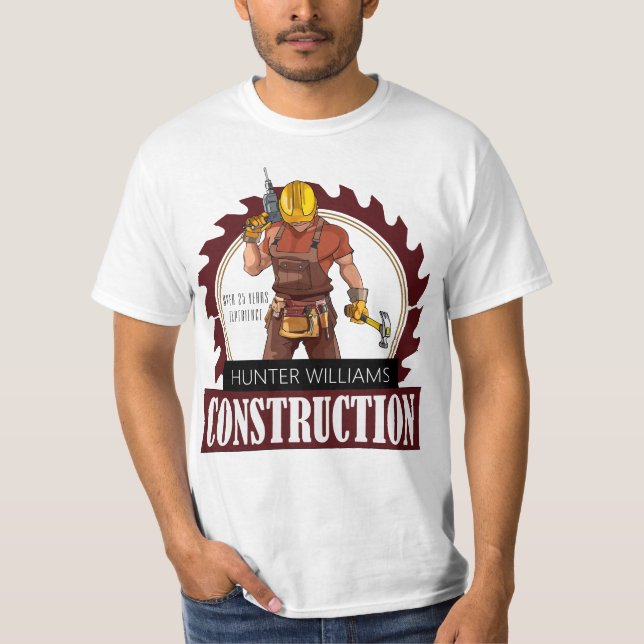 T-shirt Outil Construction Builder Publicité professionnel (Devant)